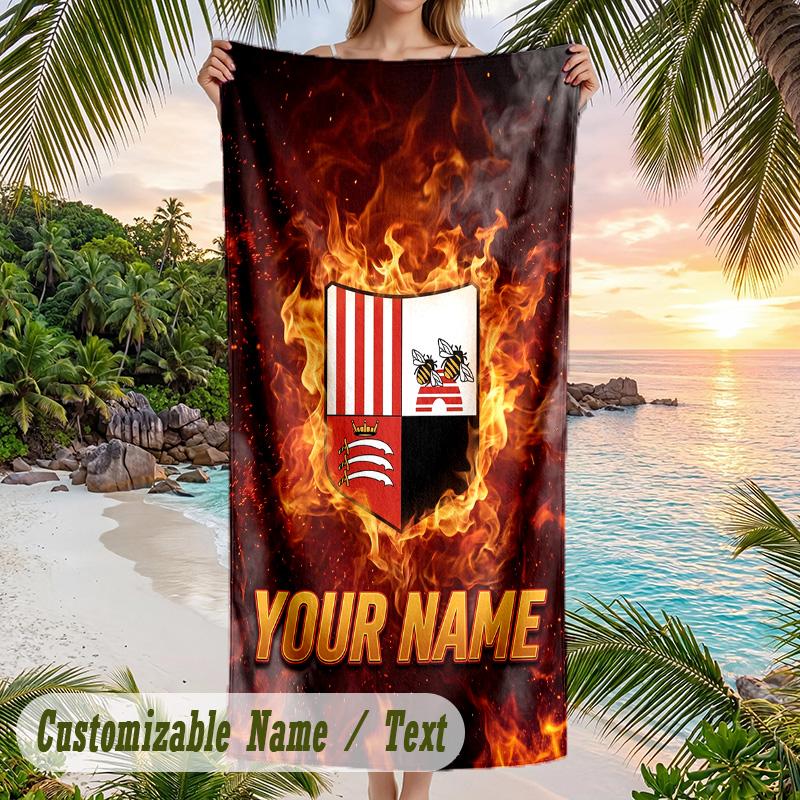 Beach Towel Brentford Football Print Custom Name Text Soft Towel for Swimming Pool