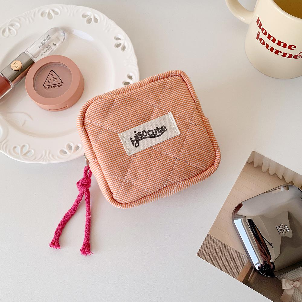Color Block Plaid Bluetooth Earphone Bag - High Value Coin Purse & Privacy Storage for Students