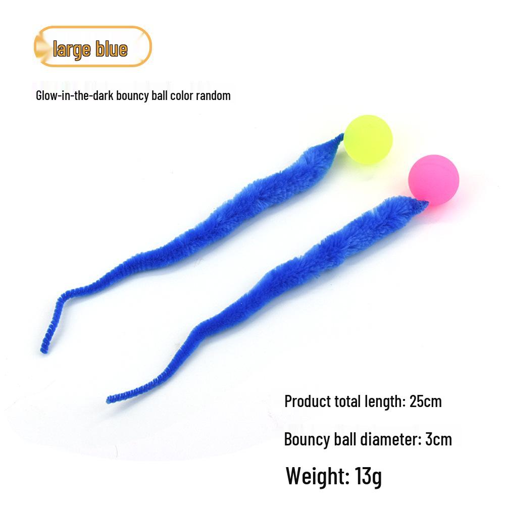 Solid Color Elastic Ball & Caterpillar Teaser Stick Kitten Toy