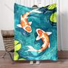 1PC Two Koi Fish Swimming  Print Adult Children Warm Blankets Home Travel Car Soft Comfortable Suitable for All Seasons
