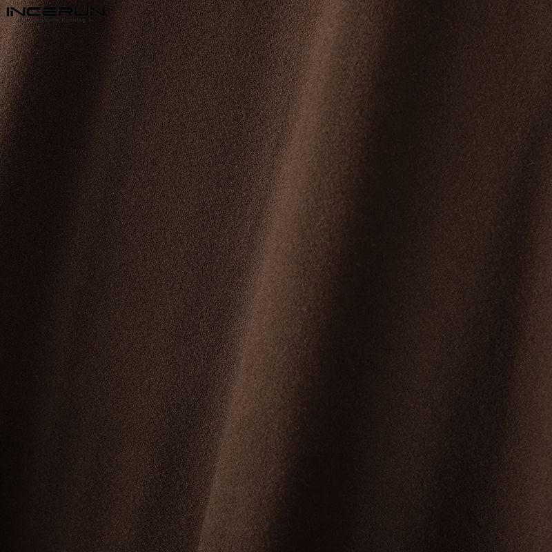 INCERUN Spring Autumn Men Solid Color High Collar Long Sleeve Fitted Tops Undershirts