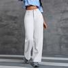 Womens High-Waisted Wide Leg Straight Cut Denim Pants Long Plus Size Comfortable Casual Trousers