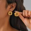 Geometric Irregular Twist Texture Earrings for Women, Gold Color Chunky Stud Earrings, Vintage Jewelry Gift