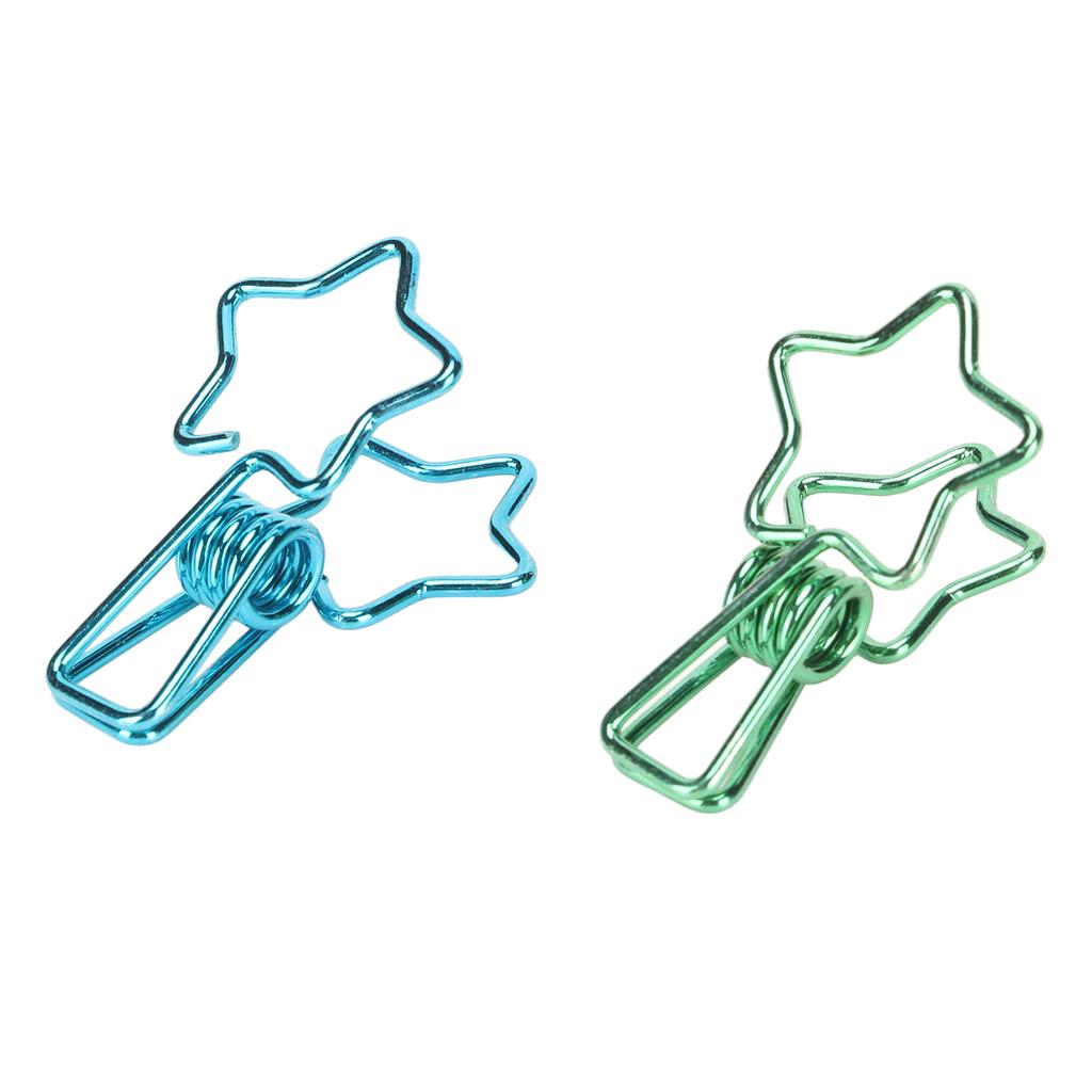 100pcs Star  Clips Strong Clamping Force Cute Cartoon Sturdy Metal Paper Clamps for Account Bl