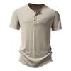 Pánské letní ležérní žebrované košile slim fit henley prodyšné cvičení sportovní trička košile s knoflíkem Základní topy pro muže Lehká trička s krátkým rukávem