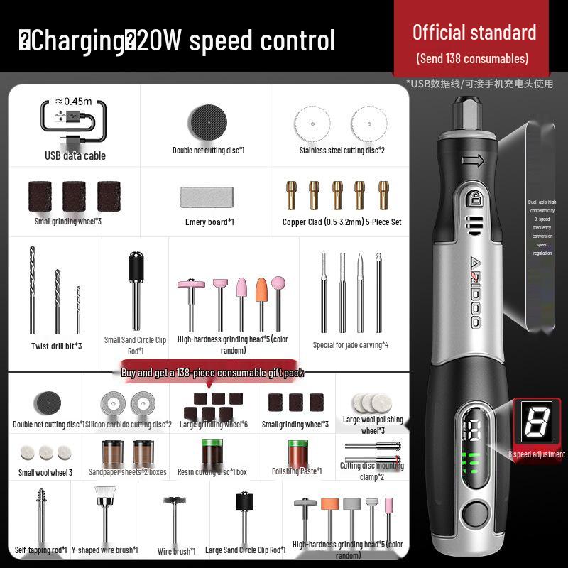Handheld Electric Mini Grinder & Engraving Tool for Wood, Jade Polishing, and Carving