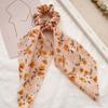 Women Hair Band Floral Printing High Elasticity Long Ribbon Hair Tie Ponytail Bun Half-Tied Hairstyles Chiffon Fabric Hair Accessory