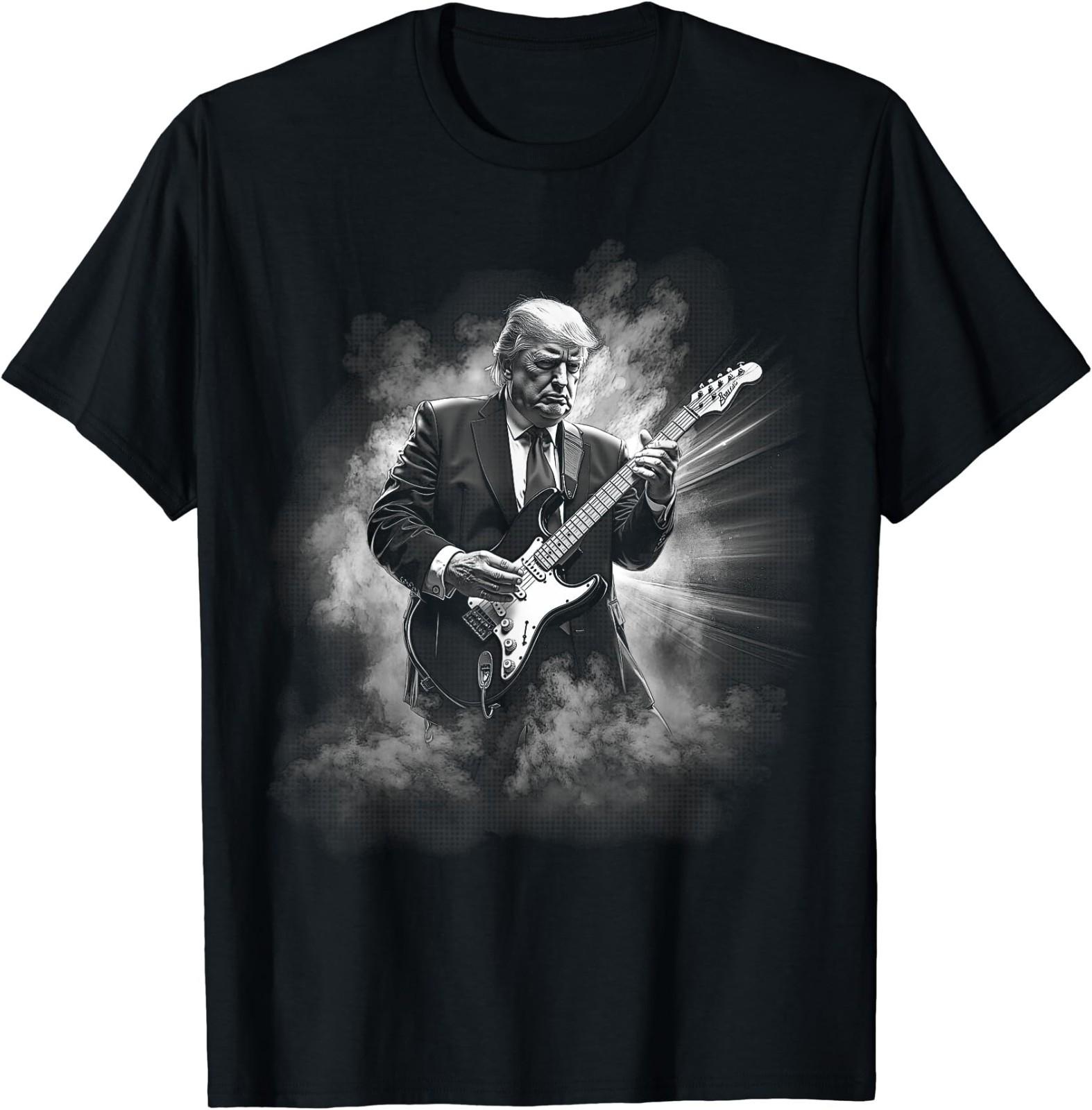Donald Trump Playing Electric Rock Guitar T-Shirt S разноцветный