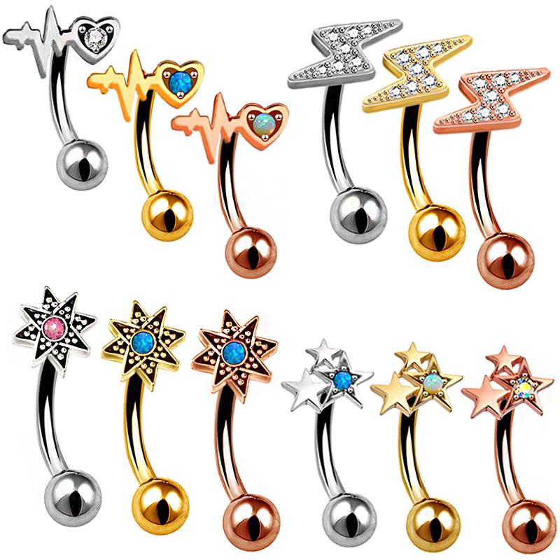 

Серьги для пирсинга хряща Tragus Helix Daith, комплект ювелирных изделий, кольцо-гвоздик для ушей, раковина, изогнутая кривая штанга с опалом