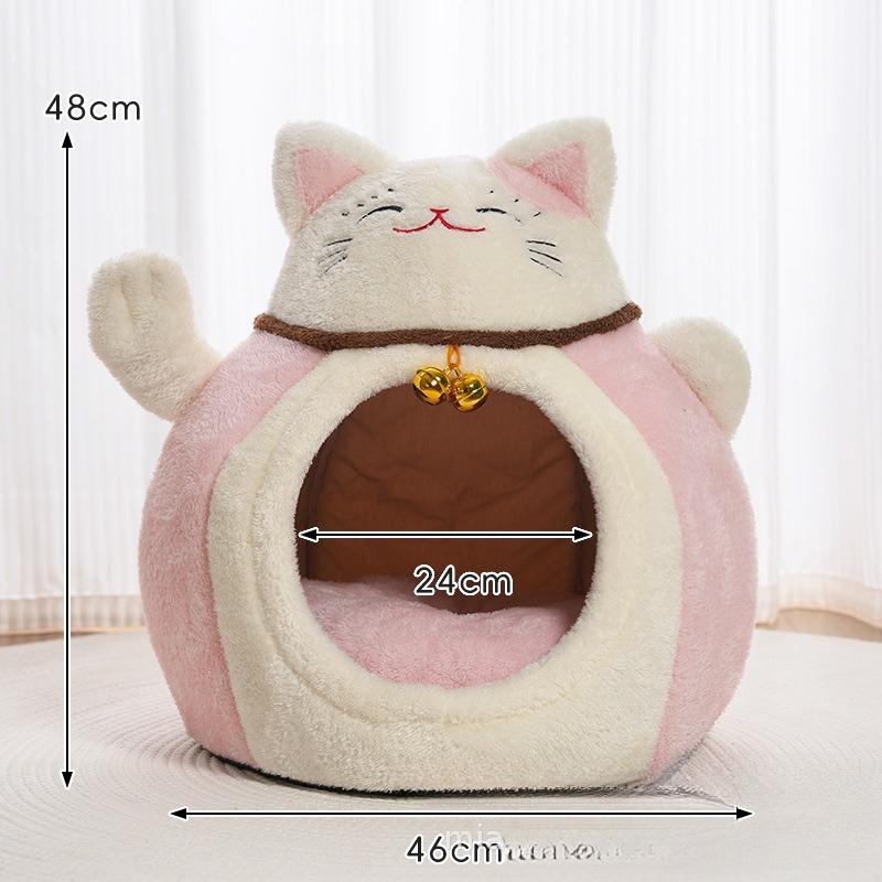 Cat Bed for Indoor Cats - Maneki Neko Cat Cave Bed,Super Soft Calming Pet Bed for Kitten&Puppy,Small Dog,Warm Plush,cat Hideaway