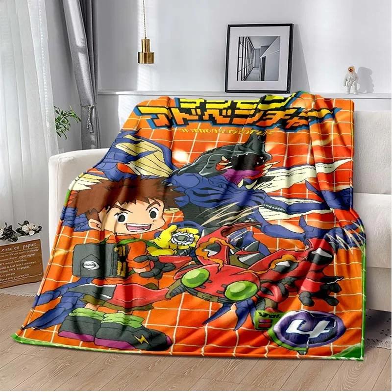 Japane Cartoon D-Digimon Throws Blanket Sofa Hiking Picnic Super Soft Quilt Bed Thermal Cute Anime Flannel Blanket Birthday Gift