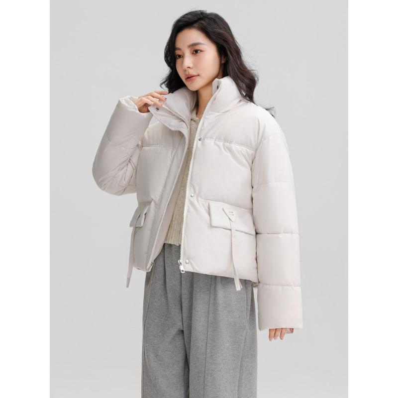 Women's Windproof Stand-up Collar Lightweight Fluffy Warm Cold Loose Short Casual Sports High Quality Fabric Coat Cotton Jacket
