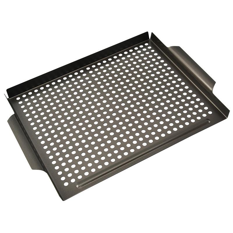 Non-stick Square Grill Pan - Multi-use Outdoor BBQ & Frying Utensil with Perforated Design