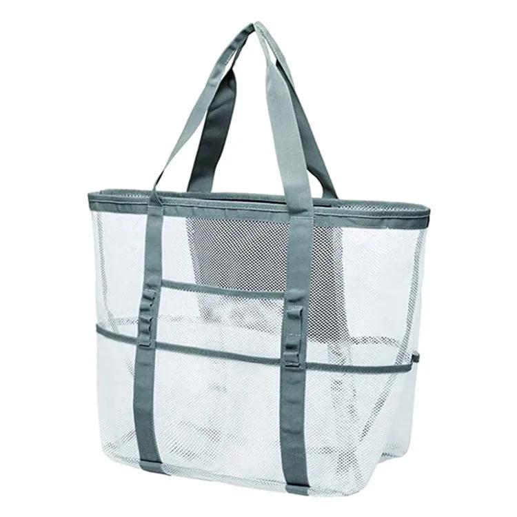 

1pcs Unisex Large Capacity Multifunctional Mesh Handbag Beach Bag, Shopping Bag Suitable For Outdoor Sports Beach Swimming білий
