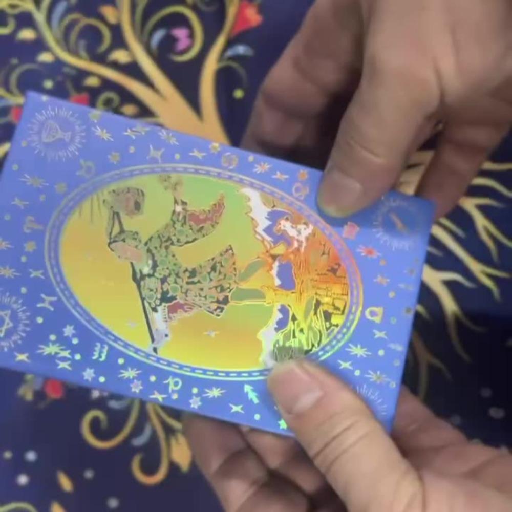 Blue Moon Smith Waterproof Gold-Foil Tarot Cards 12*7cm - Divination Deck with Metallic Finish, Mystic Design 78 Pcs Cards