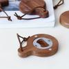 1pc Wooden Bottle Opener Circular Solid Wood Bottle Opener Magnetic Refrigerator Sticker Beer Bottle Opener