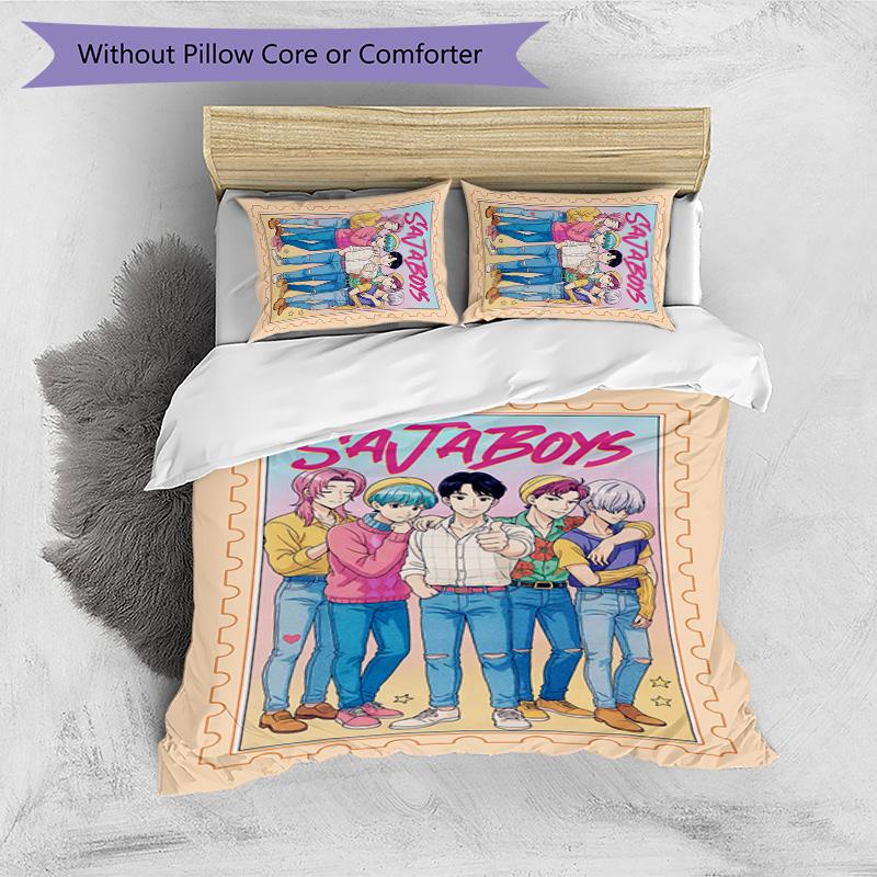 Kpop Demon Hunters Pattern Printed 3PCS Bedding Set, Soft Skin-Friendly Washable Duvet Cover & Pillowcases Set