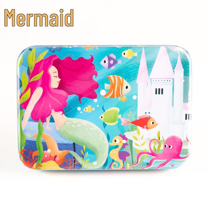 120-teiliges Holz-Cartoon-Puzzle in Blechdose für Kinder von 0-6 Jahren