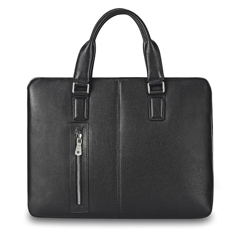 

Мужской портфель через плечо из натуральной кожи большой вместимости чёрный