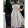 Coton Moyen À Grand Vêtements Pour Enfants Dentelle Blanche Robe Filles Princesse Petite Fraîcheur Robe Gilet Style Été