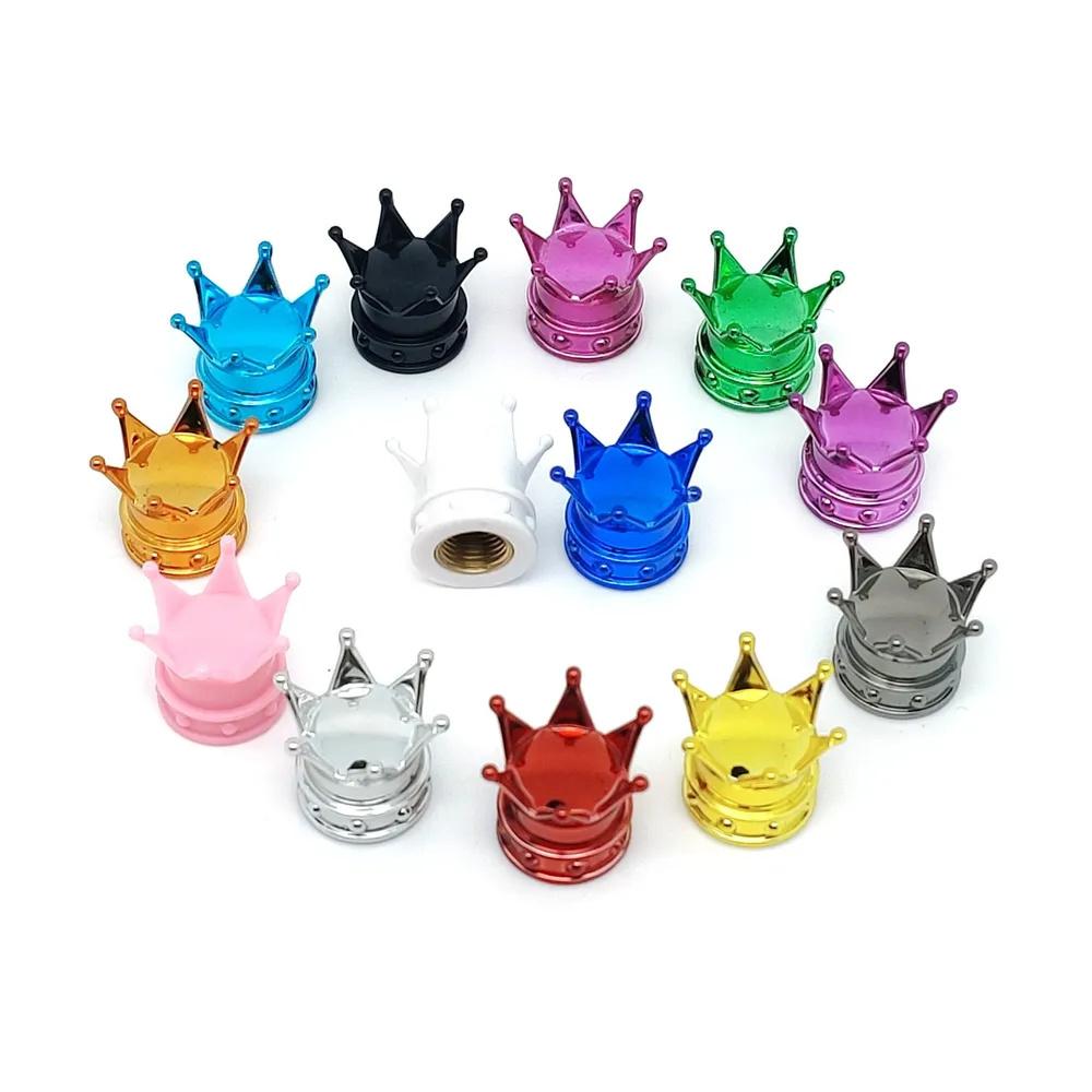 4pcs Car Tire Valve Stem Caps Crown Shaped Metal Insert Valve Caps for Automotive Wheel Tire Valve Stem Protection