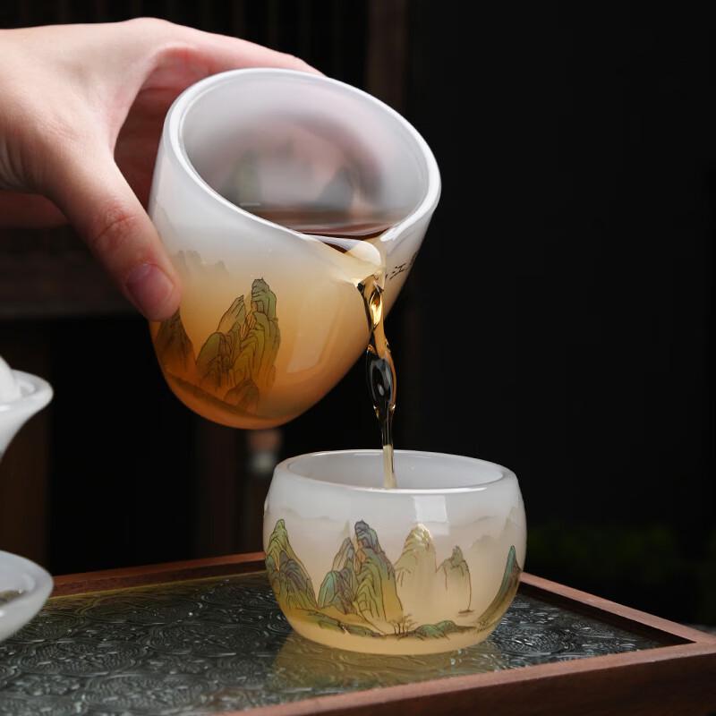 Qianli Jiangshan Glazed Glass Kung Fu Tea Set