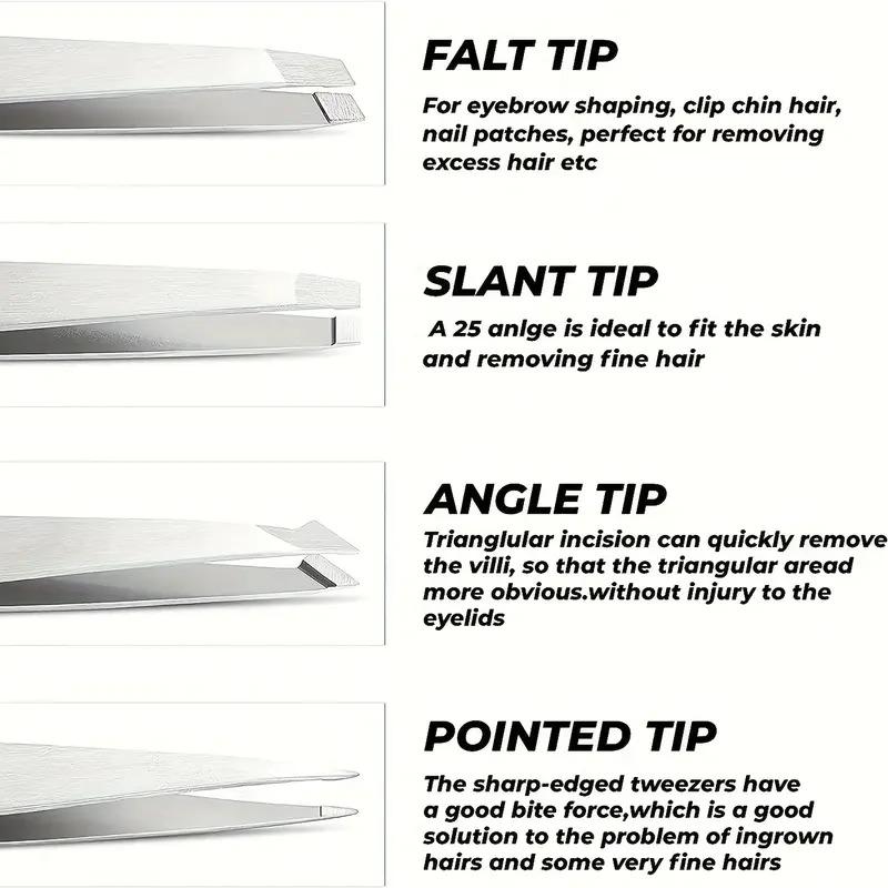 Stainless Steel 4-Pack Precision Tweezers Set - Unscented Body Hair Removal for Men & Women - Professional Facial Hair & Ingrown