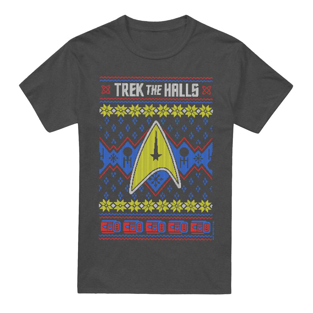 STAR TREK Unisex Adult Trek the Halls Ugly Christmas T-Shirt