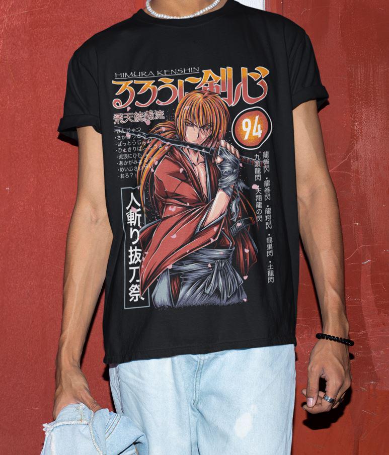 Langke Sword Heart Anime Retro Tshirt Anime Comic Shirt Anime Shirt for Men and Women Summer Cotton Loose Fashion Top