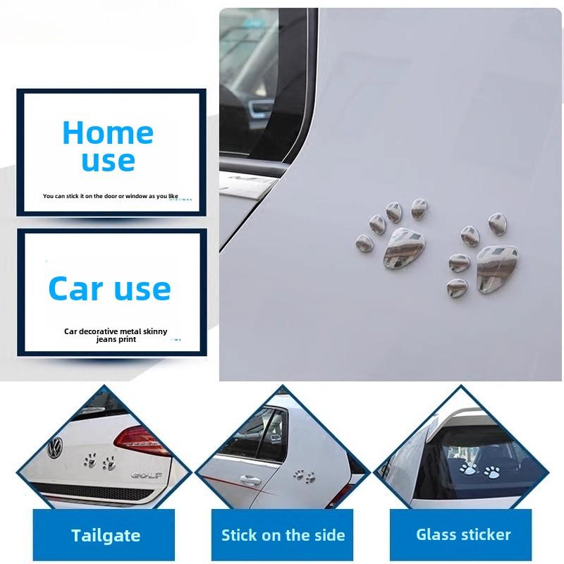 Car Sticker 3D Stereo PVC Car Scratch Sticker - Waterproof Cat Paw/Dog Paw Print Creative Side Door Body Stickers