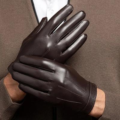 Lederhandschuhe aus Schaffell, Winter, schwarz, für Motorradfahrer, Biker, Fahren, Arbeitshandschuhe für Männer, Toucnscreen, Vollfinger-Fäustlinge