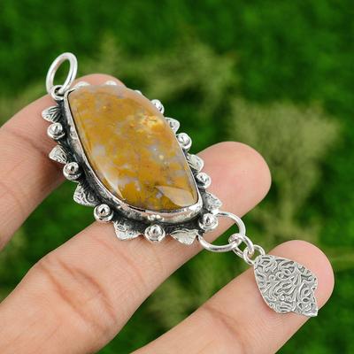 Daughters Day Sale Polka Dot Agate Gemstone 925 Silver Wife Boho Pendant Jewelry