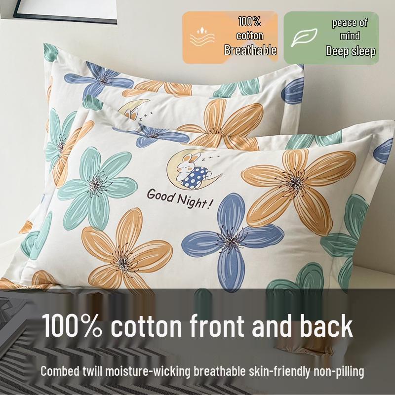 Set of Two 100% Cotton Large Pillowcases, Thick 48x74cm for Home Use