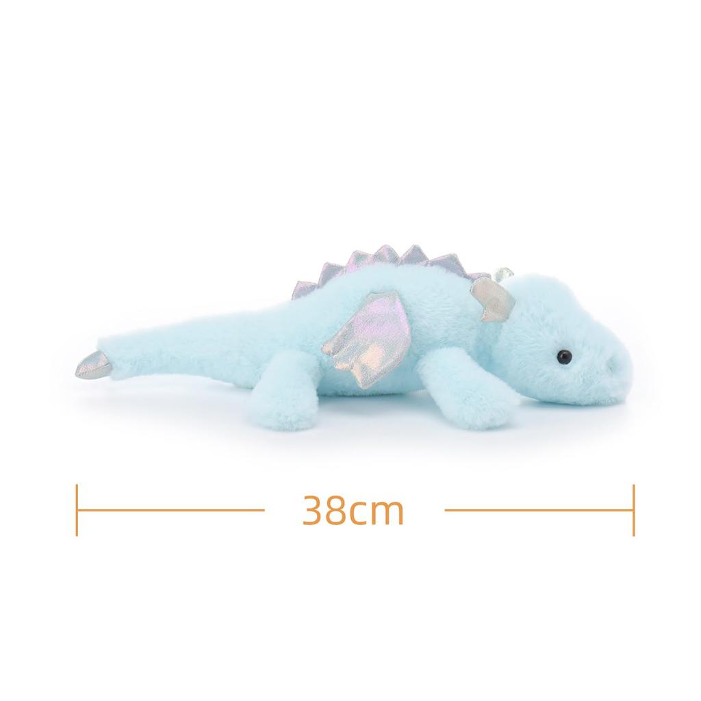 Apricot Lamb Sky Blue Lying Dragon Plush Toy for Soft and Fluffy Sky Blue Lying Dragon for Girls and 38cm Children, Cute, Boys,