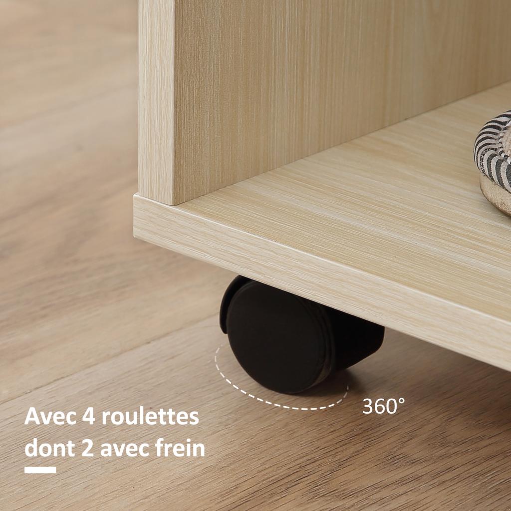Wardrobe Clothes Rack Mobile Storage Cabinet Particle Board Light Oak Color