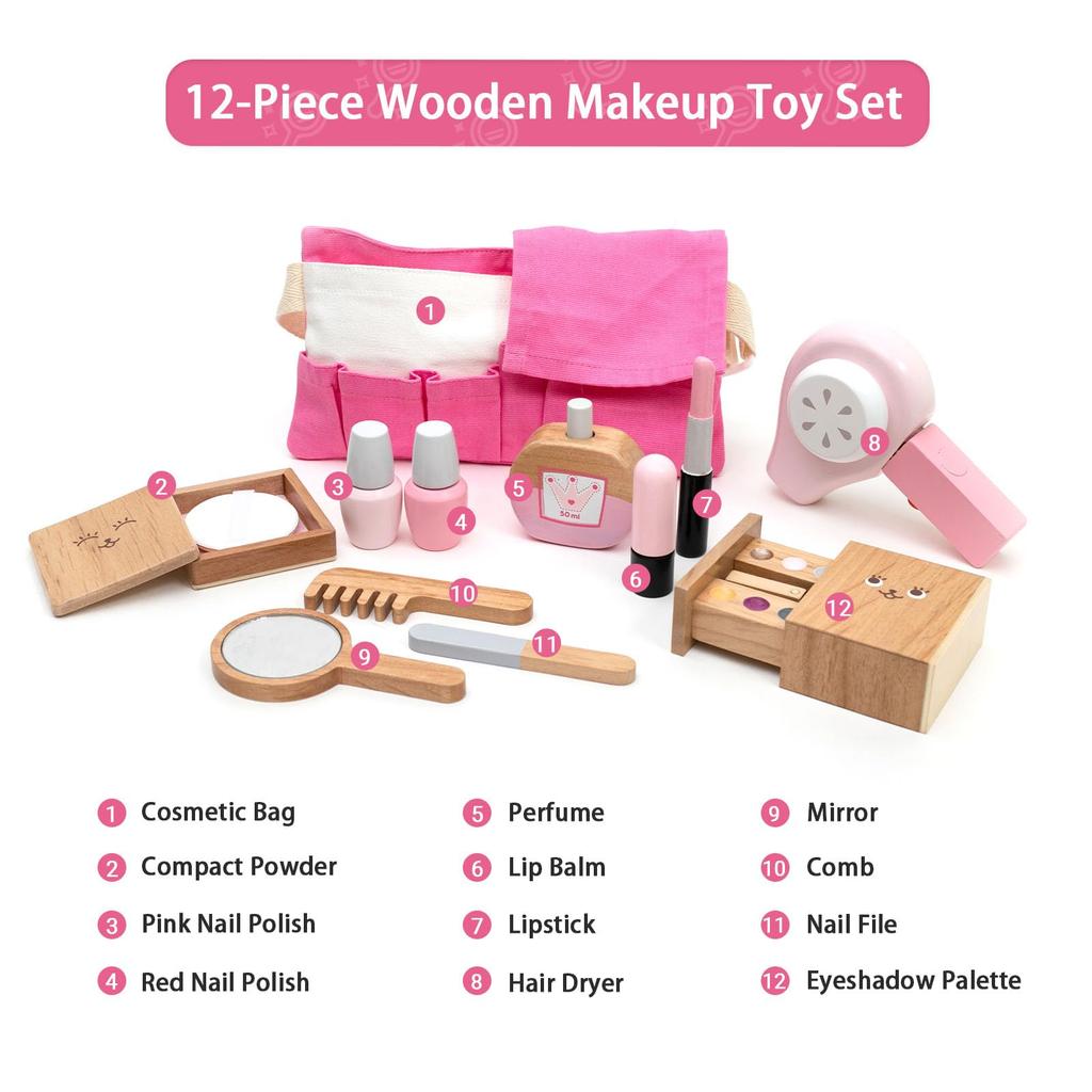 UMU Makeup Toy Set for Kids: Makeup Play Set, Additive-Free, Nail Polish, Mirror Included, Birthday Present