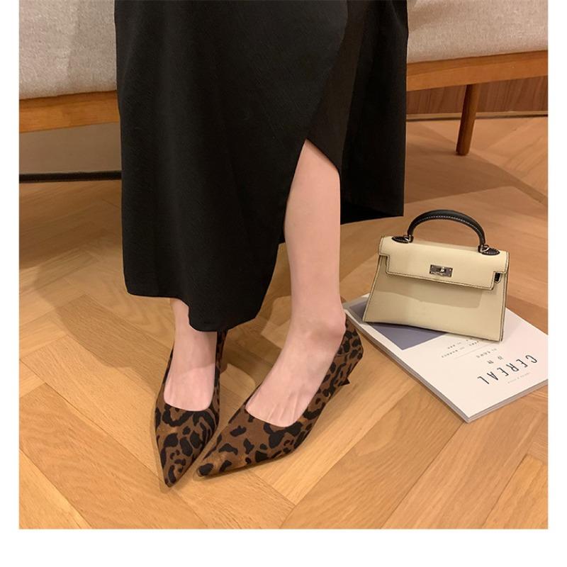 Sheepskin version temperament commuter pointed single shoes women's shallow mouth elegant high heels empty bag head sandals