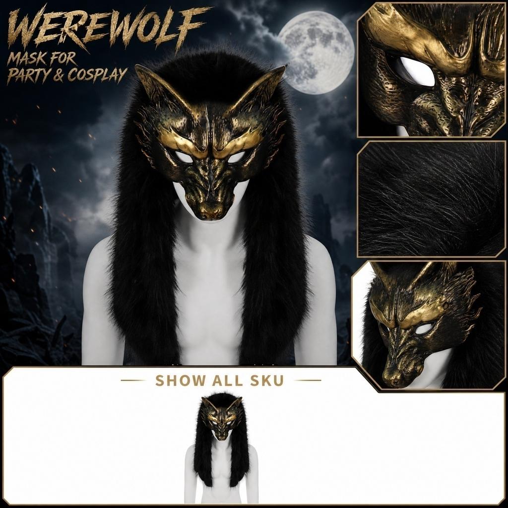 Werewolf Costume Accessory for Halloween Masquerade Party