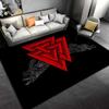 Red Geometric Pattern Black Carpet with Raven Design for Living Room Suitable for use as an anti-slip for living room bedroom sofas