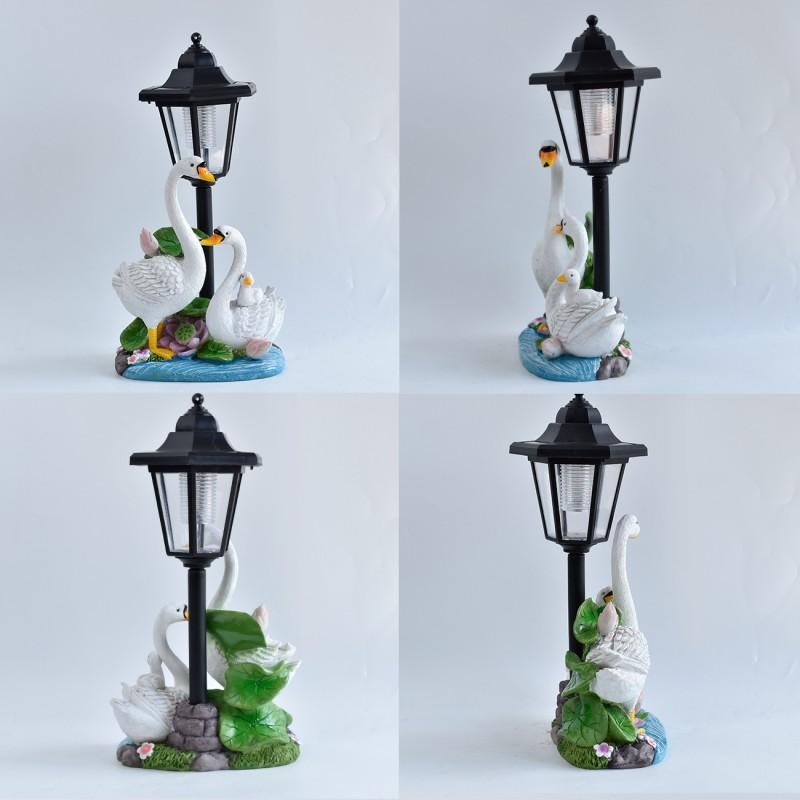 Solar Powered Outdoor Goose Statue Garden Decor Resin Animal Sculpture Lawn Yard Patio