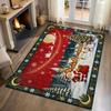 1pc 2D Flat Red Dark Green Xmas Area Rug, Machine Washable Pet-Friendly Mat for Living Room, Bedroom & Hallway