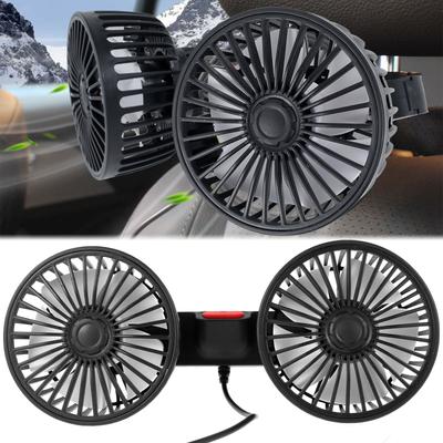 Car Fan for Backseat Dual-Head USB Powered Car Cooling Fans with 3 Speeds 360° Rotatable 5V Electric Car Seat Fan Powerful