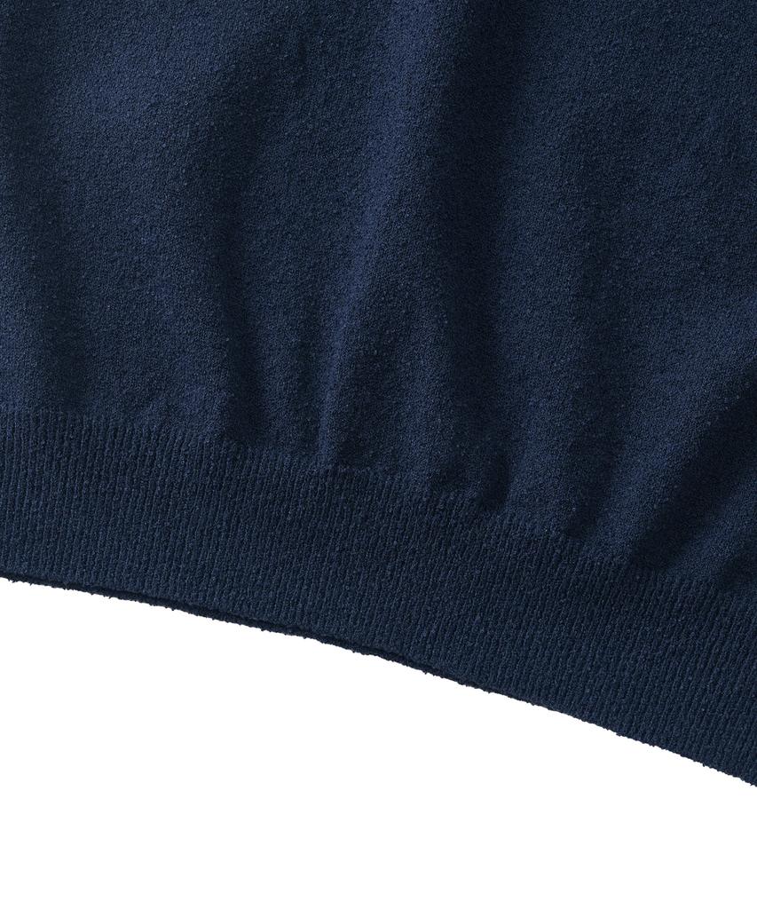 ANALOG MOOD Airy Cooling Round Short Sleeve Knit (Navy)