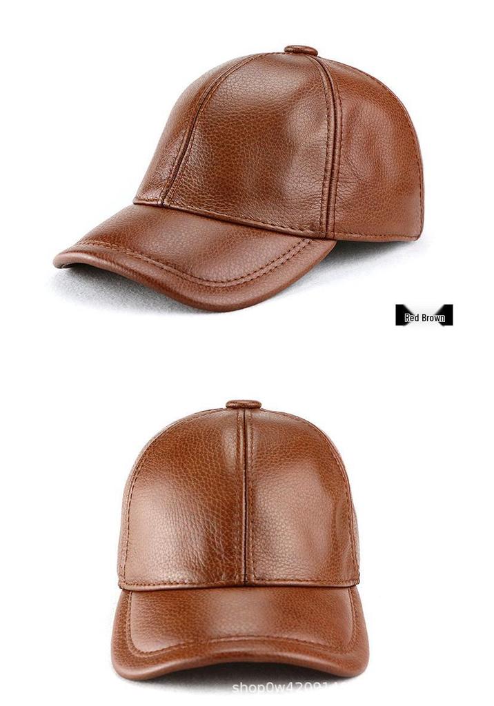 Men's and Women's Leather Baseball Cap - Autumn/Winter Korean Style