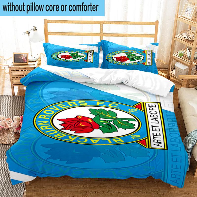 3pcs Blackburn Rovers Crest Football Club Bedding Set Duvet Cover Closure Includes 1 Duvet Cover & 2 Pillowcases Bedding Sets Home Decor Gifts