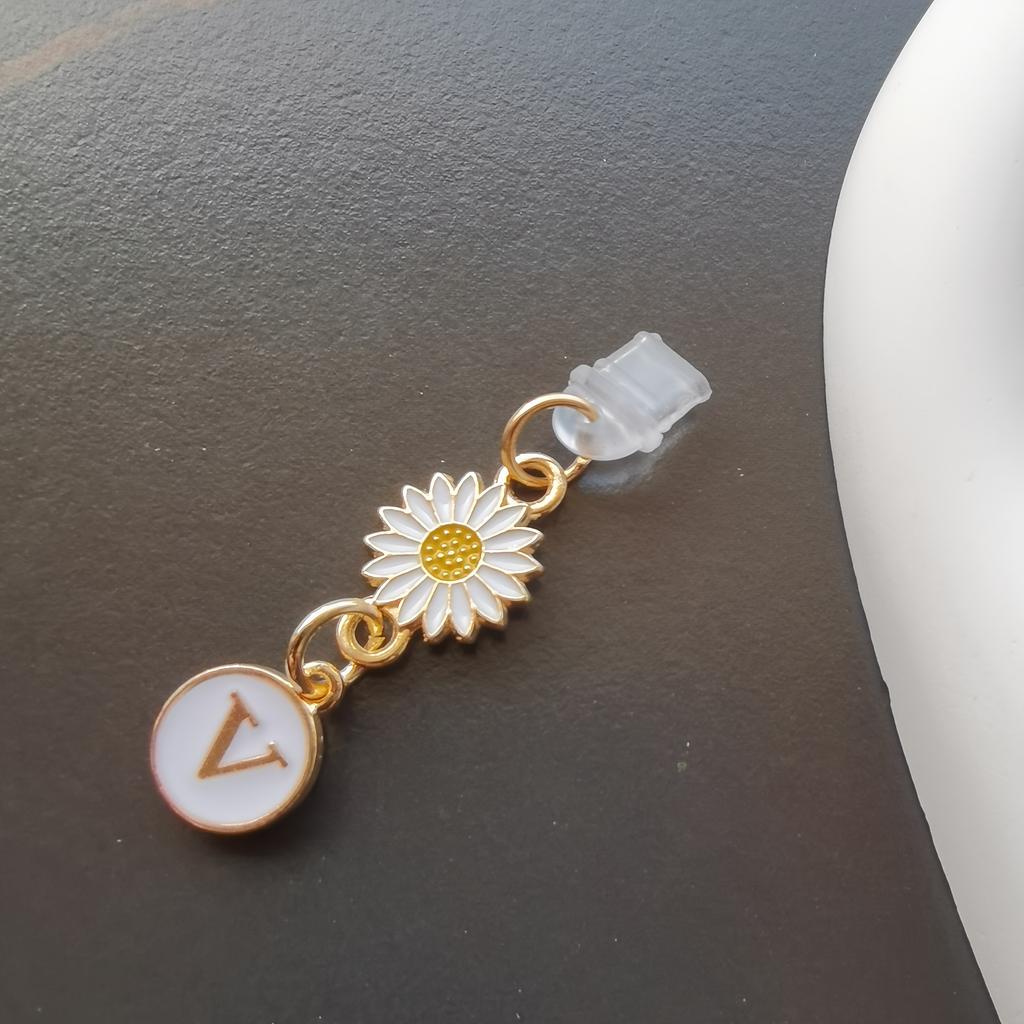 1 szt. Kreatywny stokrotka/słonecznik litera zatyczka przeciwkurzowa do telefonu komórkowego/europejskie i amerykańskie 26 wielkich liter A-Z zawieszka do telefonu komórkowego