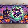 1 Piece, Halloween Pumpkin Witch, Polyester Photography Background Cloth, Party Background, Indoor and Outdoor Banner Decoration