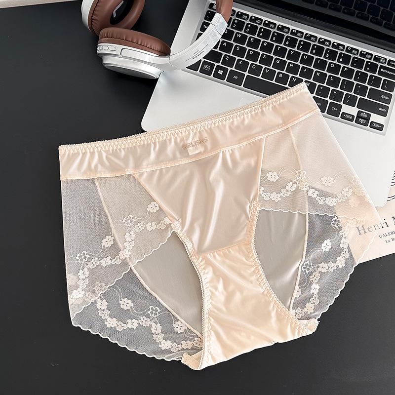 Большой размер Женское летнее новое стильное сексуальное кружевное дышащее бесшовное треугольное нижнее белье XL шампанского