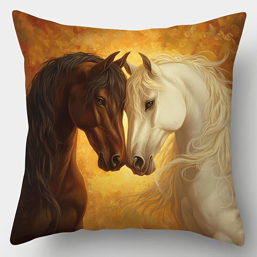 4-Piece Printed Animal Pillowcase Set – Horses In Flower Fields, Streams, Forests & Sunset Scenery
