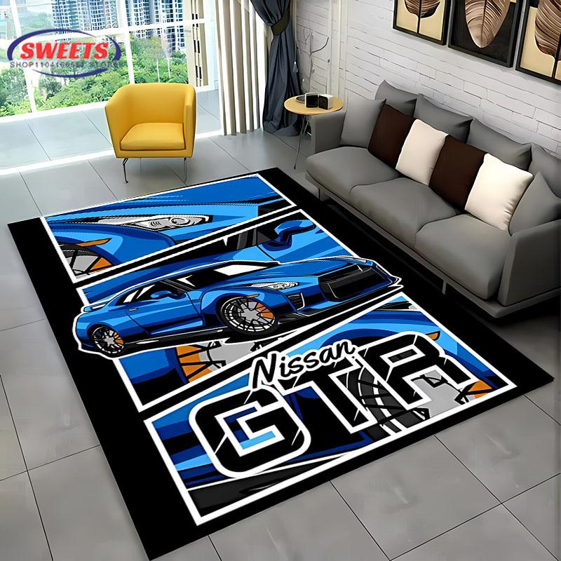 3D HD Printing Classic GTR Racing Car Area Rug,Carpet for Living Room Bedroom Sofa Doormat Decor Rug Non-slip Floor Mat Alfombra